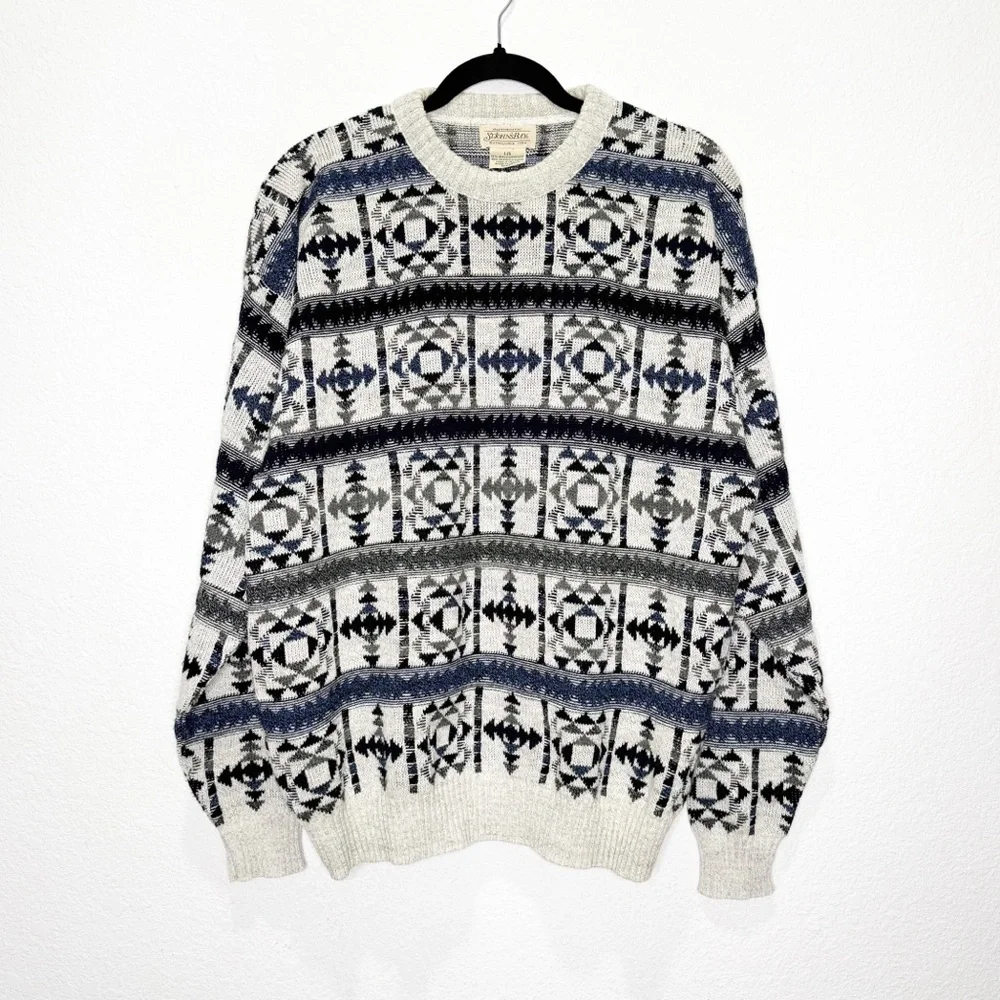 Vintage St. John’s Bay Fisherman Sweater Geometric Crew Neck